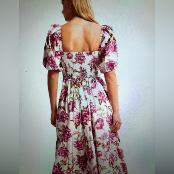 Abercrombie & Fitch NWT Emerson Poplin Puff Sleeve Midi Dress size S - Picture 4 of 10